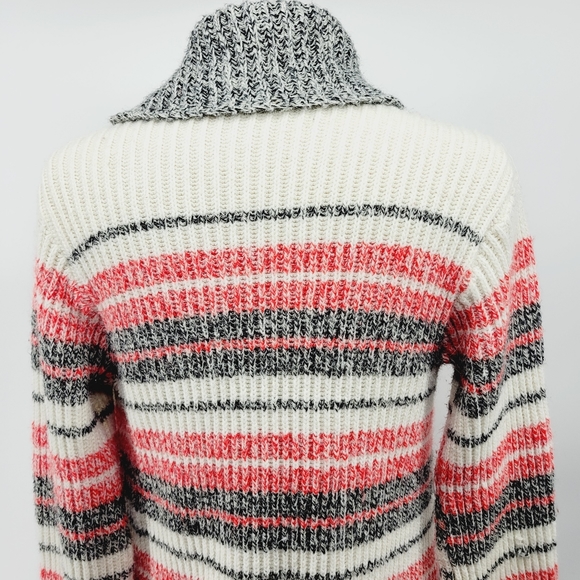 Sears Vintage Chunky Knit Striped Ribbed Cardigan Size Small - Picture 7 of 8